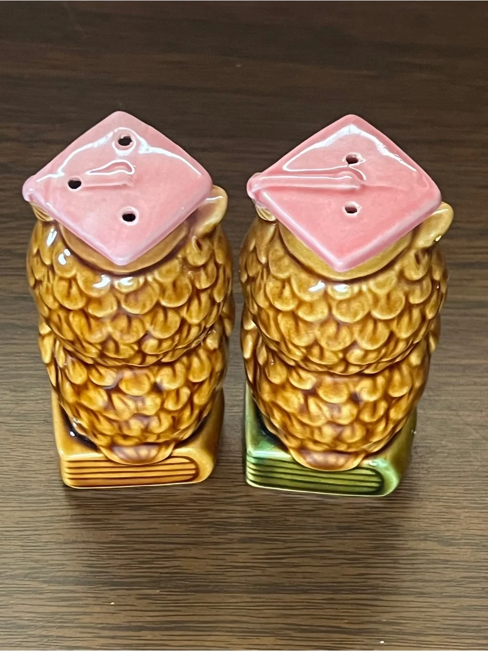 Vintage Ceramic Wise Owl Salt and Pepper Shakers - Made in Japan